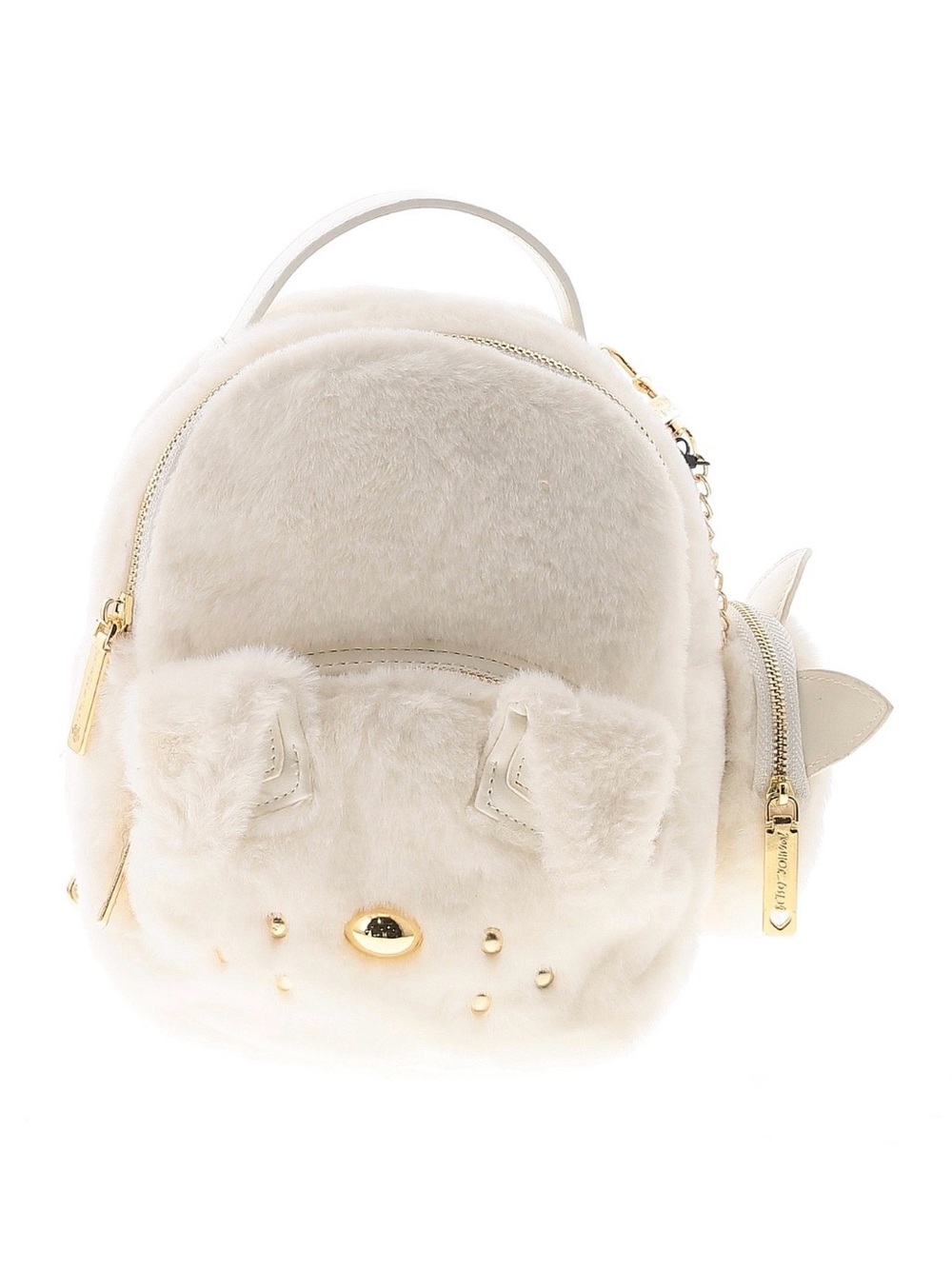 Betsey Johnson white plush dog mini backpack with pouch